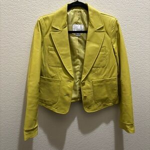 Spiegel Vibrant Yellow Leather Blazer Vintage